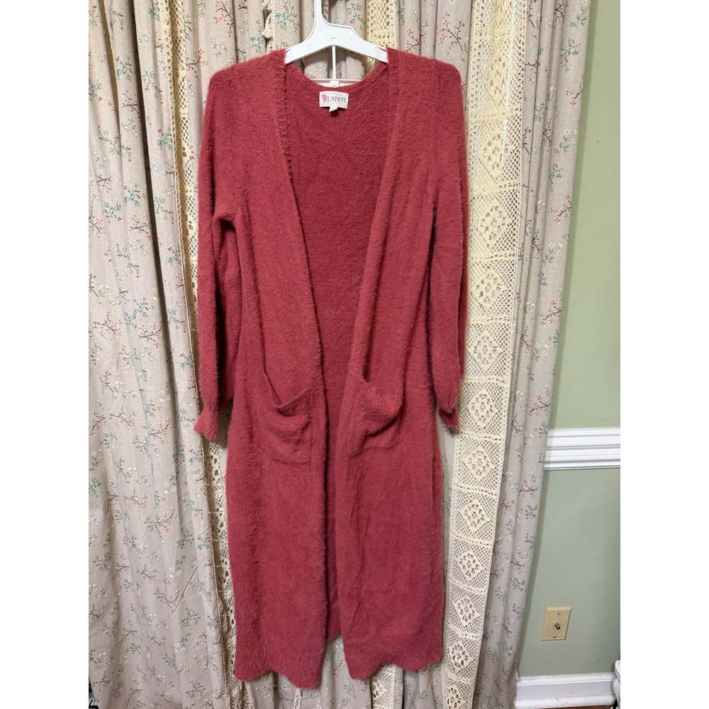 L'Atiste XL Dusty Rose Fuzzy Knit Cardigan and Joggers 2 Piece Set
